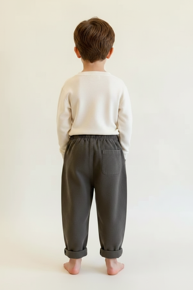 Pantalon Fluide Vert Kaki Coton Ample Unisexe Décontracté - Molleton - vue 2