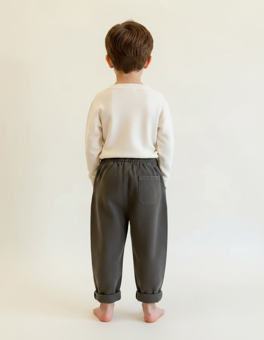 Pantalon Fluide Vert Kaki Coton Ample Unisexe Décontracté - Molleton - vue 2