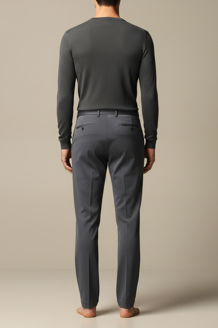 Pantalon Fluide Gris Anthracite Homme Droit Extensible - Polyester - vue 2