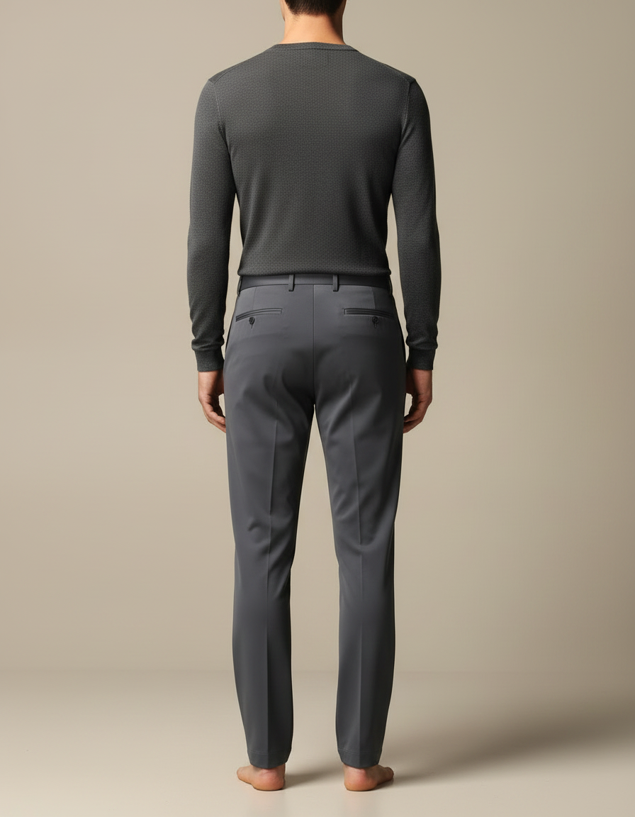 Pantalon Fluide Gris Anthracite Homme Droit Extensible - Polyester - vue 2