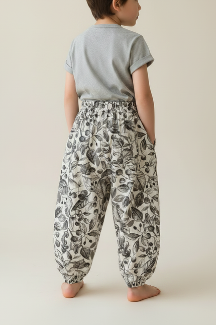 Pantalon Fluide Imprimé Feuilles Ample Coton Enfant - vue 2