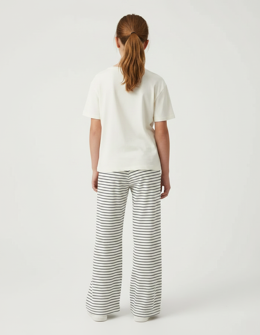 Pantalon Fluide Rayé Large Cordon Confortable Décontracté - Multicolore Maille - vue 2