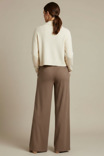 Pantalon Fluide Marron Ample Décontracté Cordon Poches - Molleton - vue 2