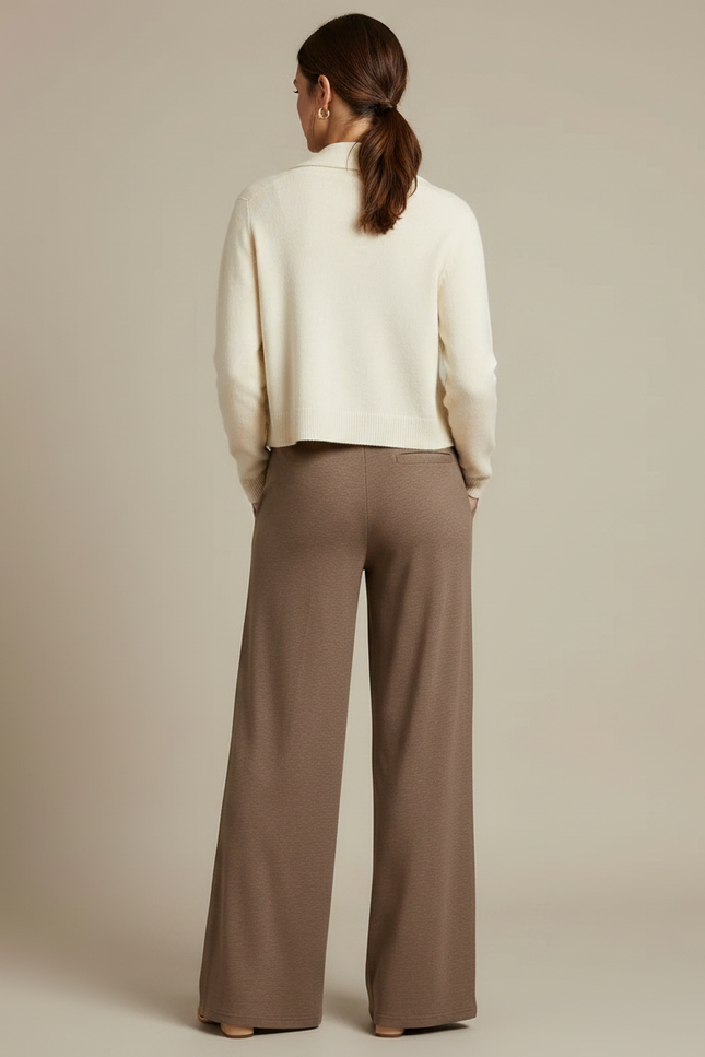 Pantalon Fluide Marron Ample Décontracté Cordon Poches - Molleton - vue 2