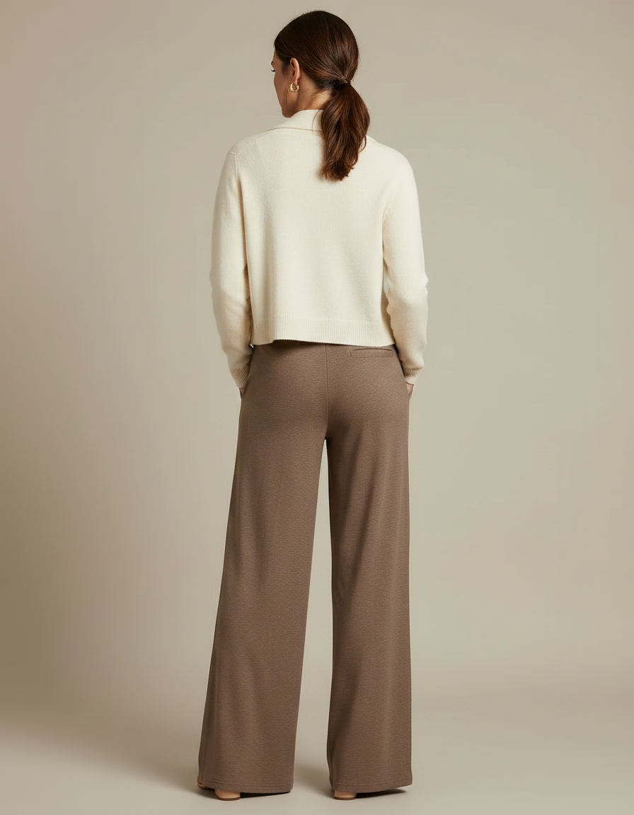 Pantalon Fluide Marron Ample Décontracté Cordon Poches - Molleton - vue 2
