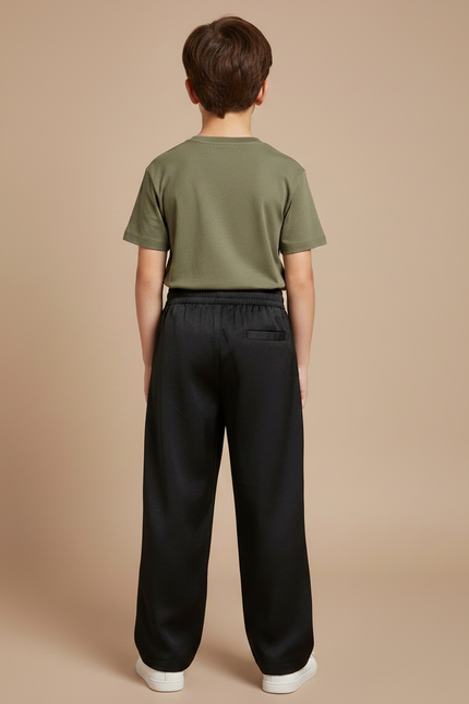 Pantalon Fluide Noir Ample Décontracté Blanc Sportif - Polyester - vue 2