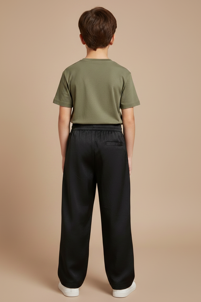 Pantalon Fluide Noir Ample Décontracté Blanc Sportif - Polyester - vue 2