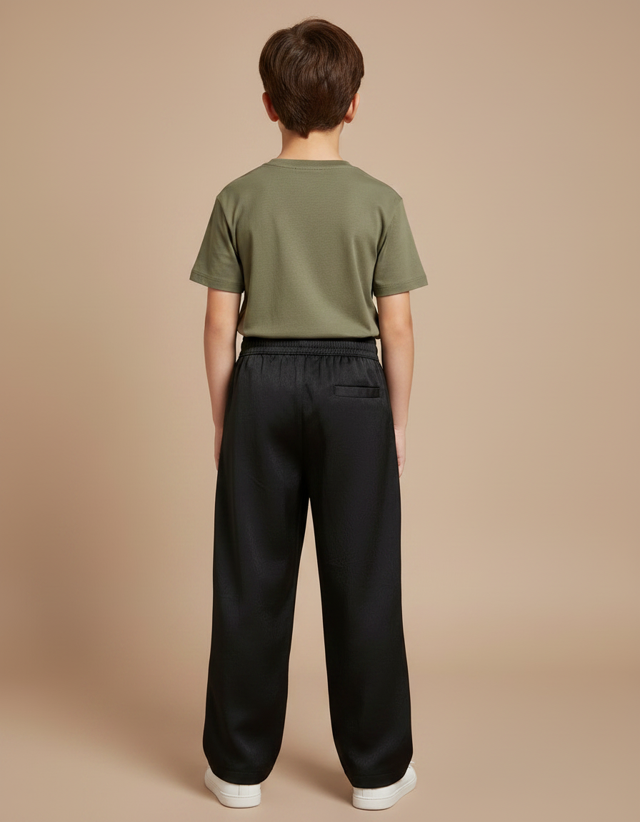 Pantalon Fluide Noir Ample Décontracté Blanc Sportif - Polyester - vue 2