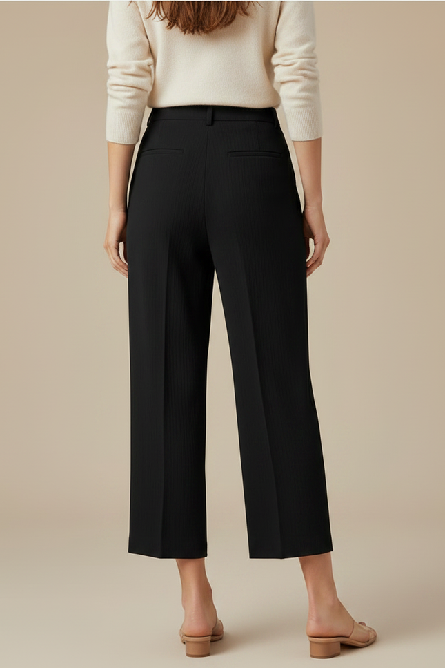 Pantalon Fluide Femme Noir Palazzo Crêpe - Viscose - vue 2