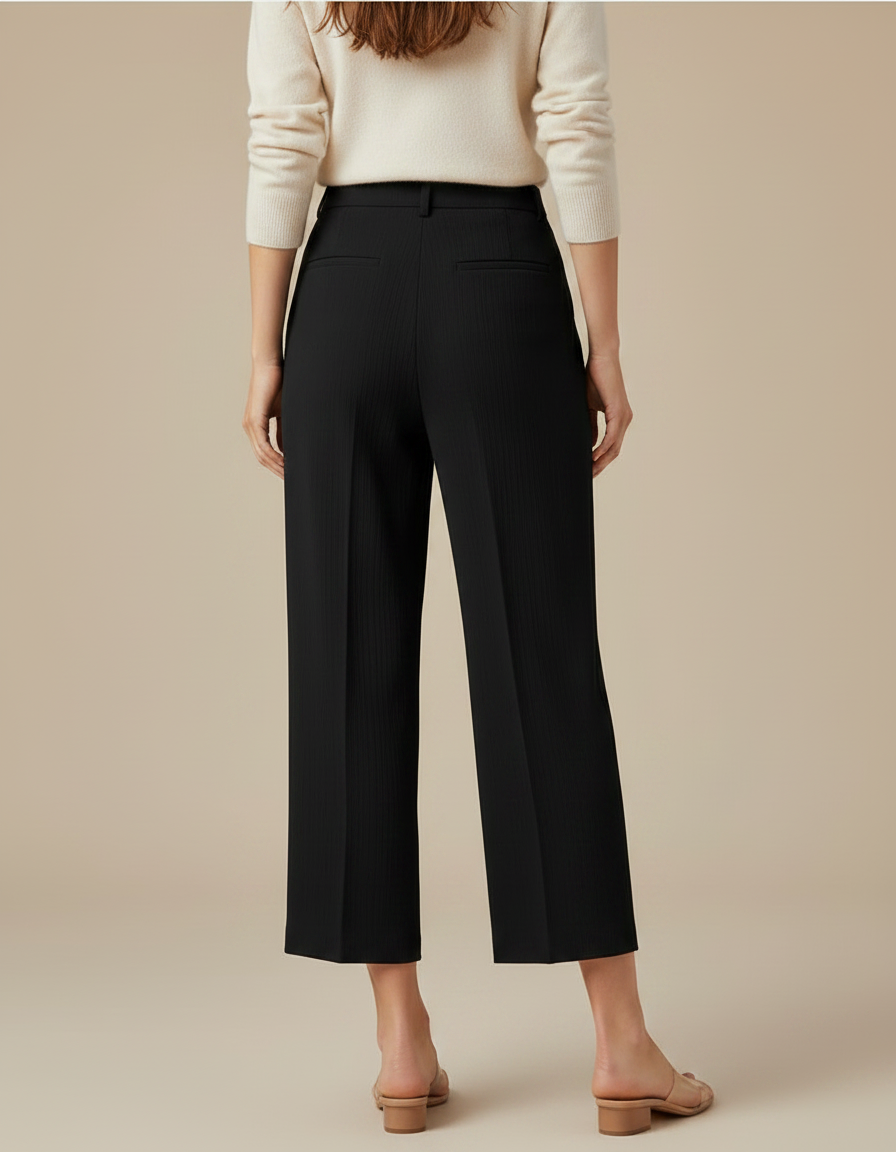 Pantalon Fluide Femme Noir Palazzo Crêpe - Viscose - vue 2