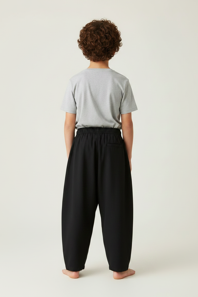 Pantalon Fluide Noir Ample Coton Enfants Unisexe - vue 2