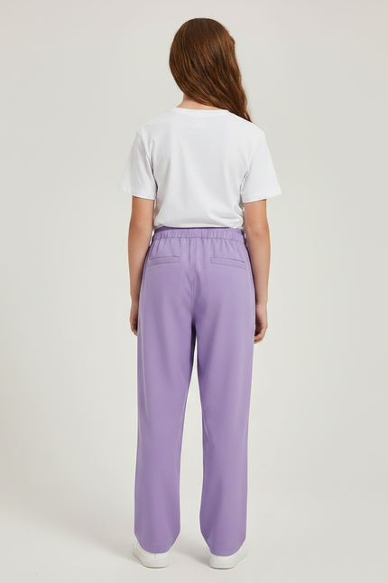 Pantalon Fluide Violet Ample Cordon Décontracté - Polyester - vue 2