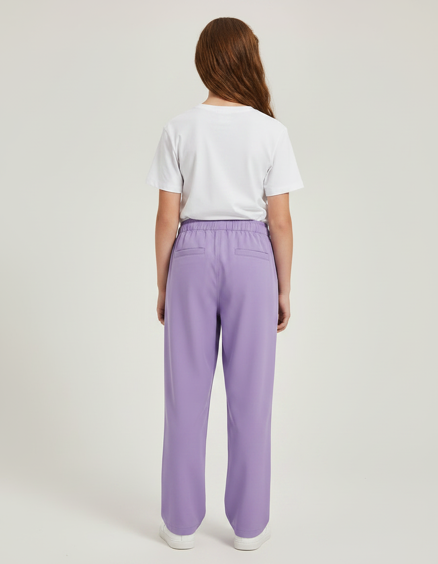 Pantalon Fluide Violet Ample Cordon Décontracté - Polyester - vue 2