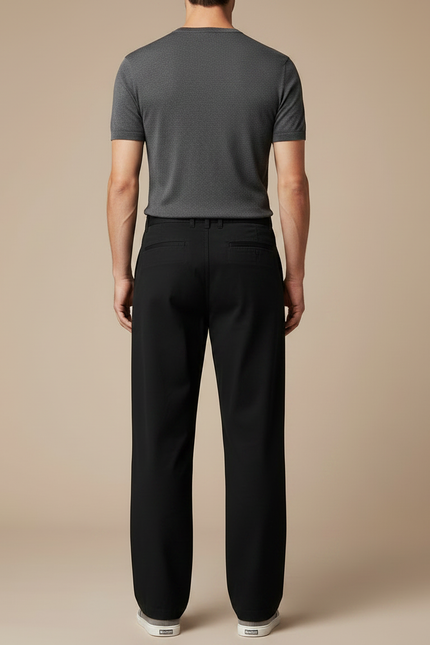 Pantalon Fluide Noir Ample Cargo Coton Homme - vue 2