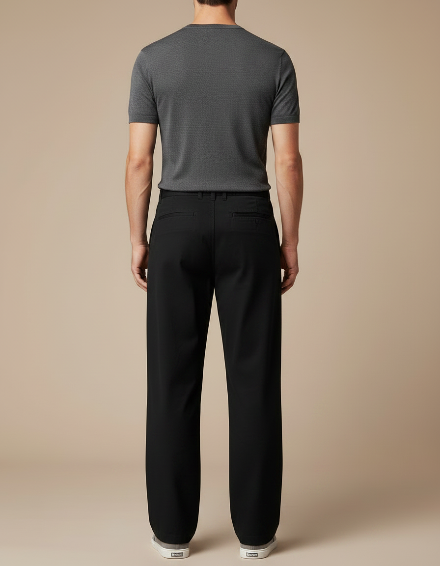 Pantalon Fluide Noir Ample Cargo Coton Homme - vue 2