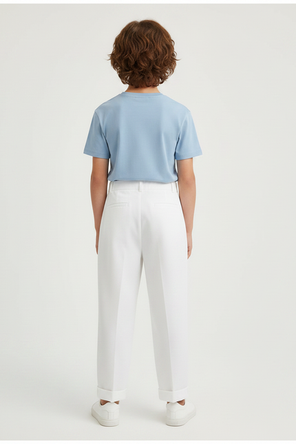 Pantalon Fluide Blanc Ample Coton Plissé Enfant - vue 2