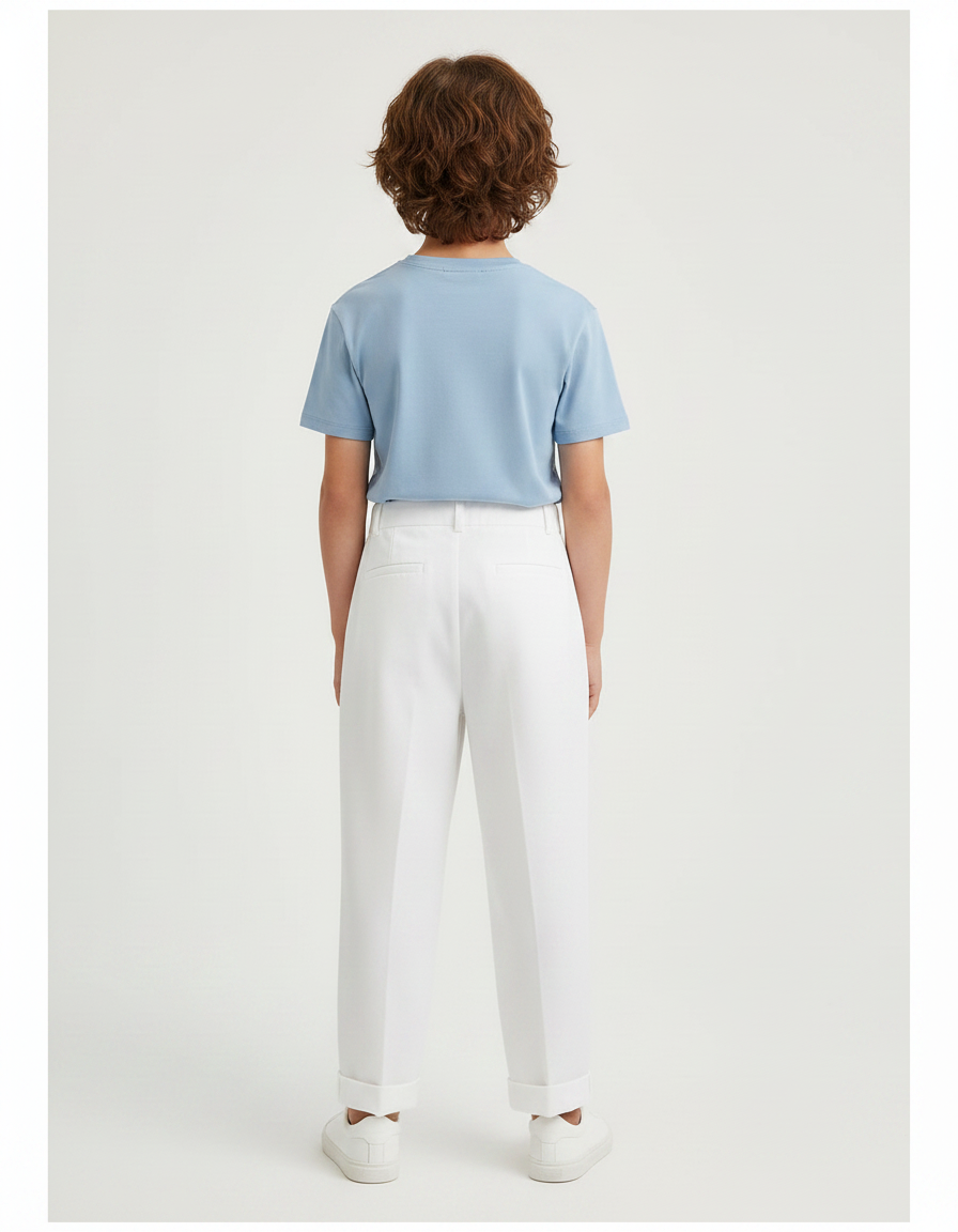 Pantalon Fluide Blanc Ample Coton Plissé Enfant - vue 2