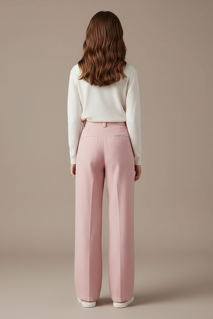 Pantalon Fluide Rose Ample Décontracté Lin Fille - vue 2