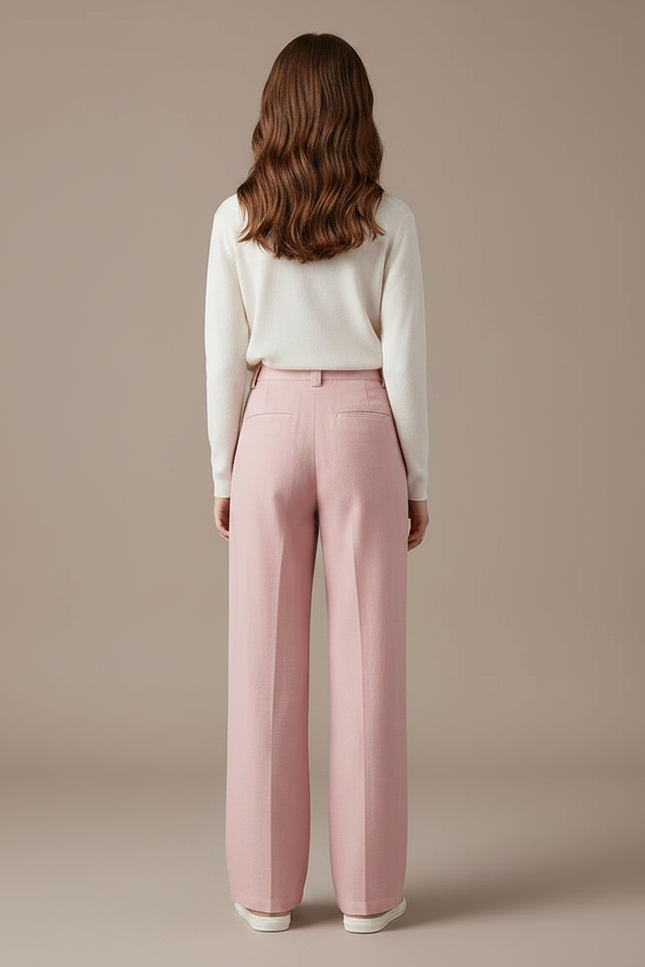 Pantalon Fluide Rose Ample Décontracté Lin Fille - vue 2