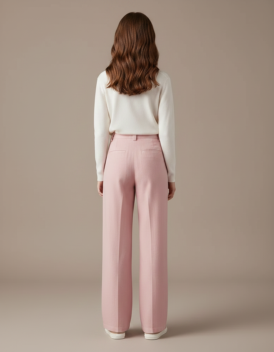 Pantalon Fluide Rose Ample Décontracté Lin Fille - vue 2