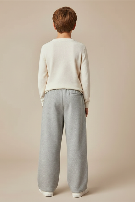 Pantalon Fluide Gris Ample Molletonné Confortable Garçon - vue 2