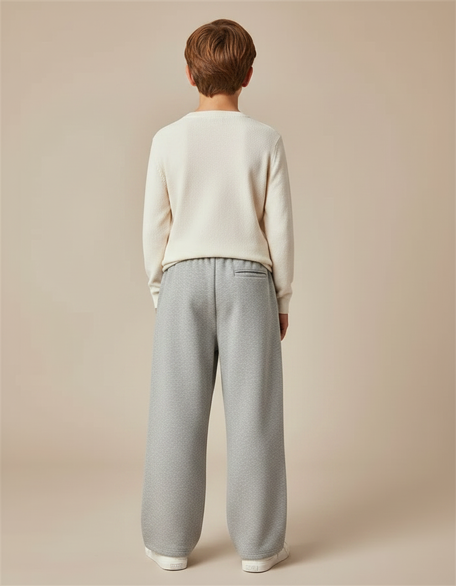 Pantalon Fluide Gris Ample Molletonné Confortable Garçon - vue 2