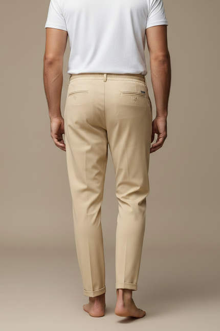 Pantalon Fluide Beige Cordon Décontracté Élégant Homme - Polyester - vue 2