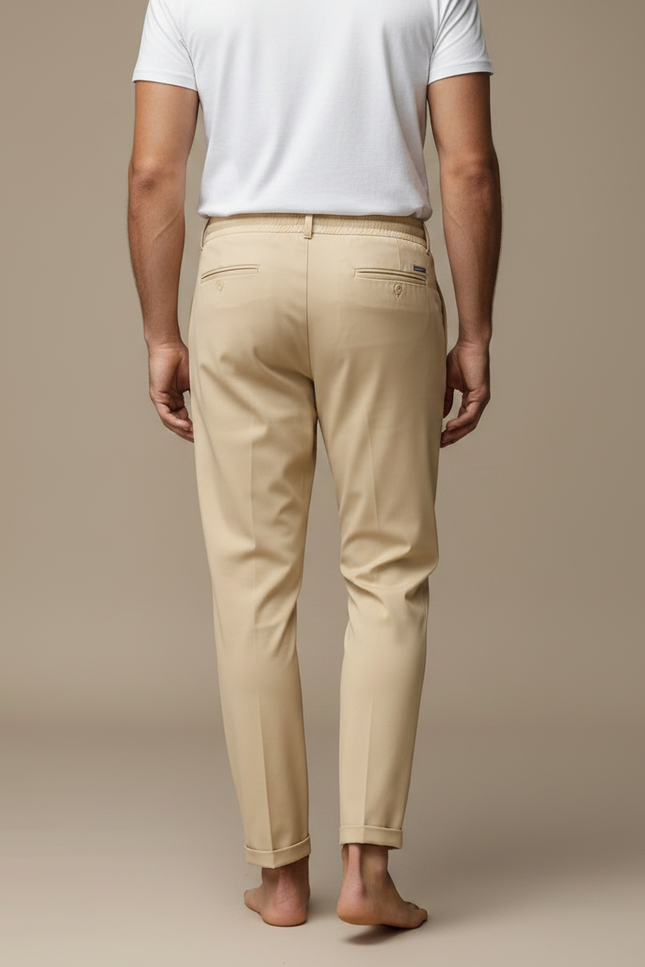 Pantalon Fluide Beige Cordon Décontracté Élégant Homme - Polyester - vue 2