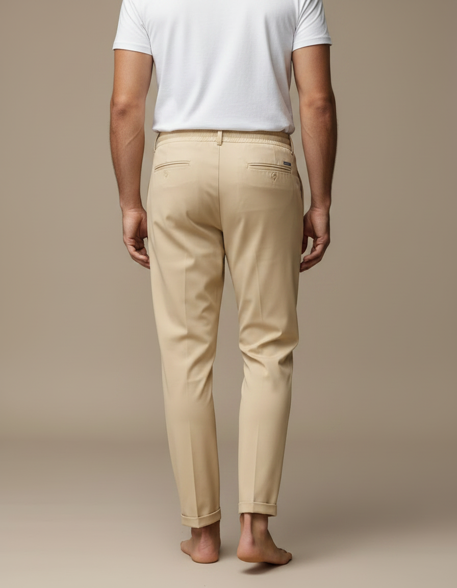 Pantalon Fluide Beige Cordon Décontracté Élégant Homme - Polyester - vue 2
