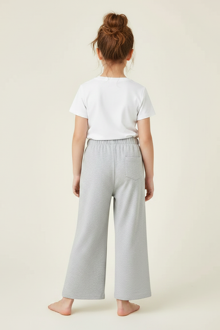 Pantalon Fluide Gris Ample Brodé Fille Doux - Molleton - vue 2