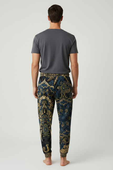 Pantalon Fluide Ample Imprimé Éléphant Ethnique Cordon - Viscose - vue 2