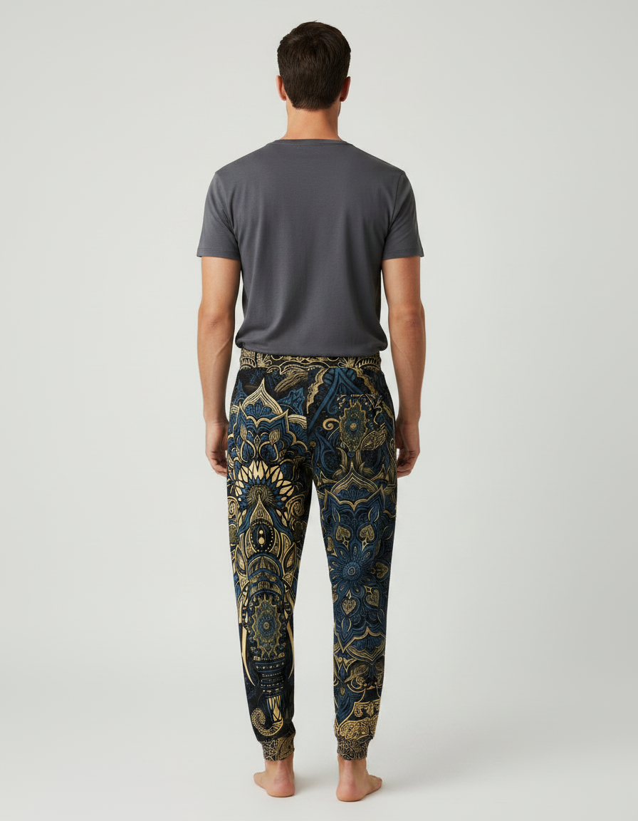 Pantalon Fluide Ample Imprimé Éléphant Ethnique Cordon - Viscose - vue 2