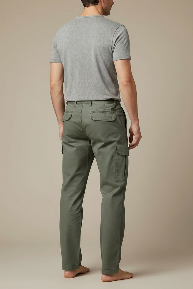 Pantalon Fluide Cargo Vert Ample Décontracté Coton - vue 2