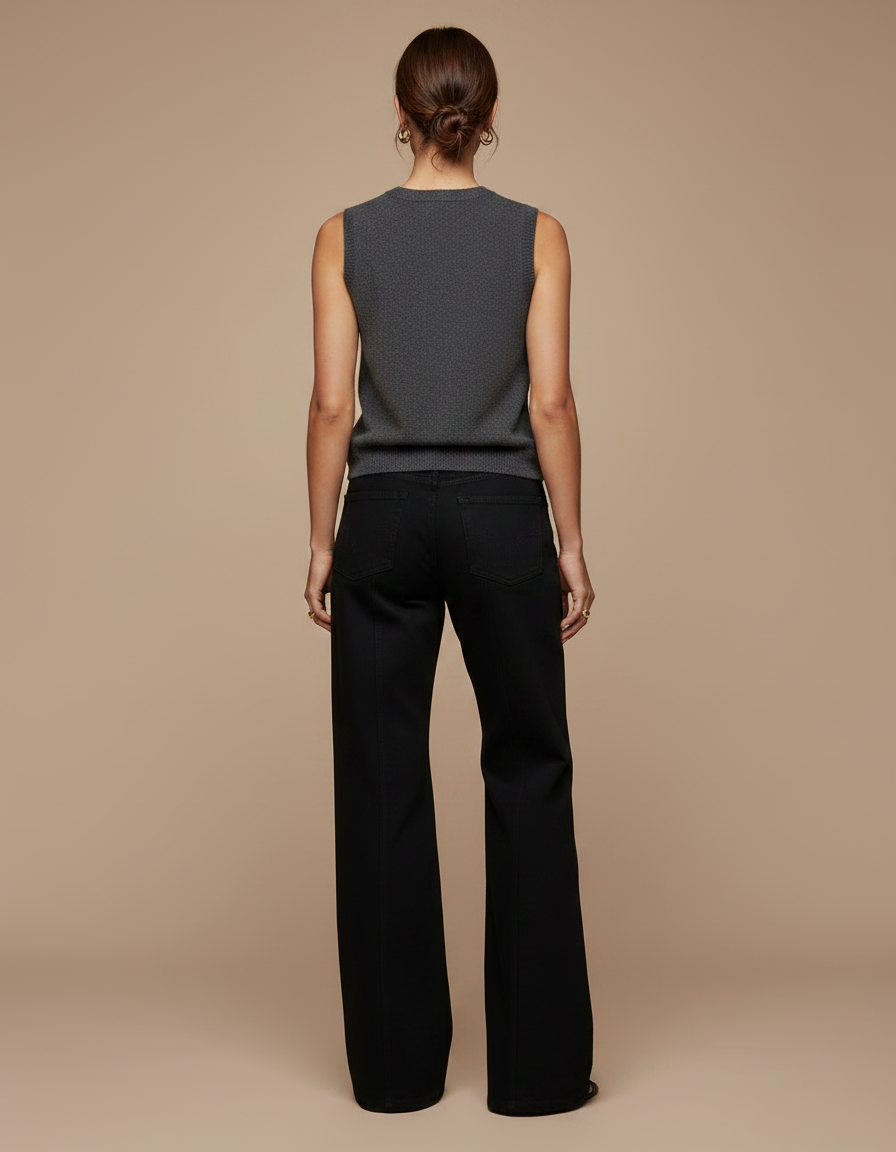 Pantalon Fluide Noir Étoiles Léopard Ample Décontracté Femme - Jean - vue 2