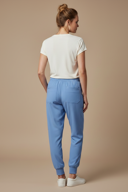 Pantalon Fluide Bleu Ciel Jogger Cordon Femme - Polyester - vue 2
