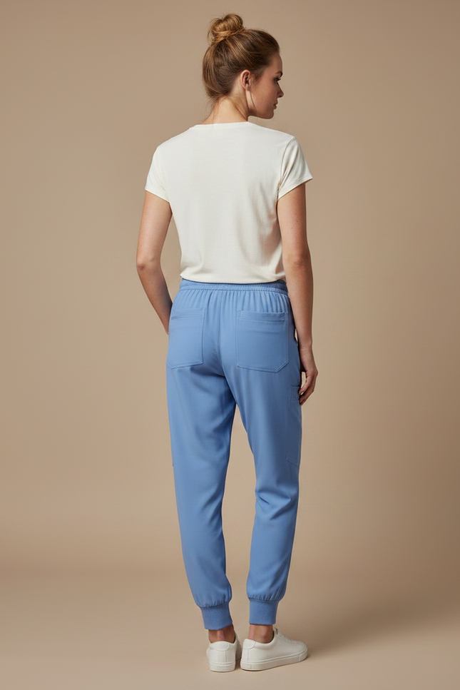 Pantalon Fluide Bleu Ciel Jogger Cordon Femme - Polyester - vue 2
