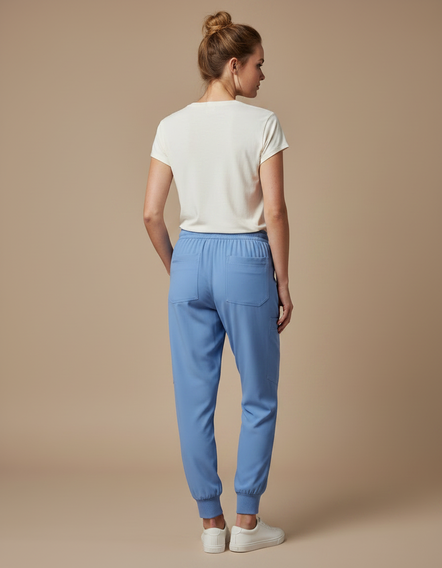 Pantalon Fluide Bleu Ciel Jogger Cordon Femme - Polyester - vue 2