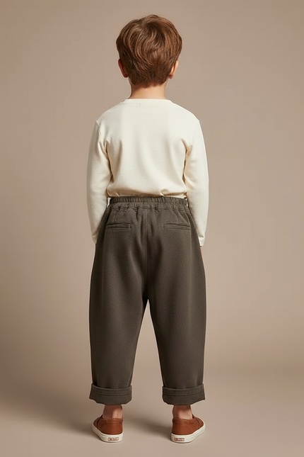 Pantalon Fluide Kaki Ample Coton Enfant Original - Molleton - vue 2