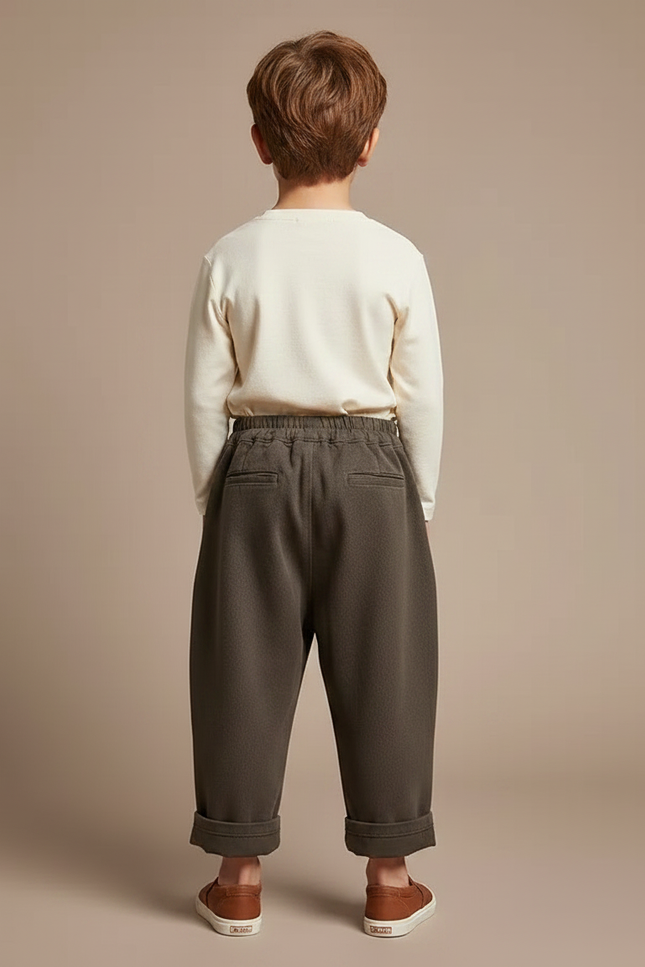 Pantalon Fluide Kaki Ample Coton Enfant Original - Molleton - vue 2