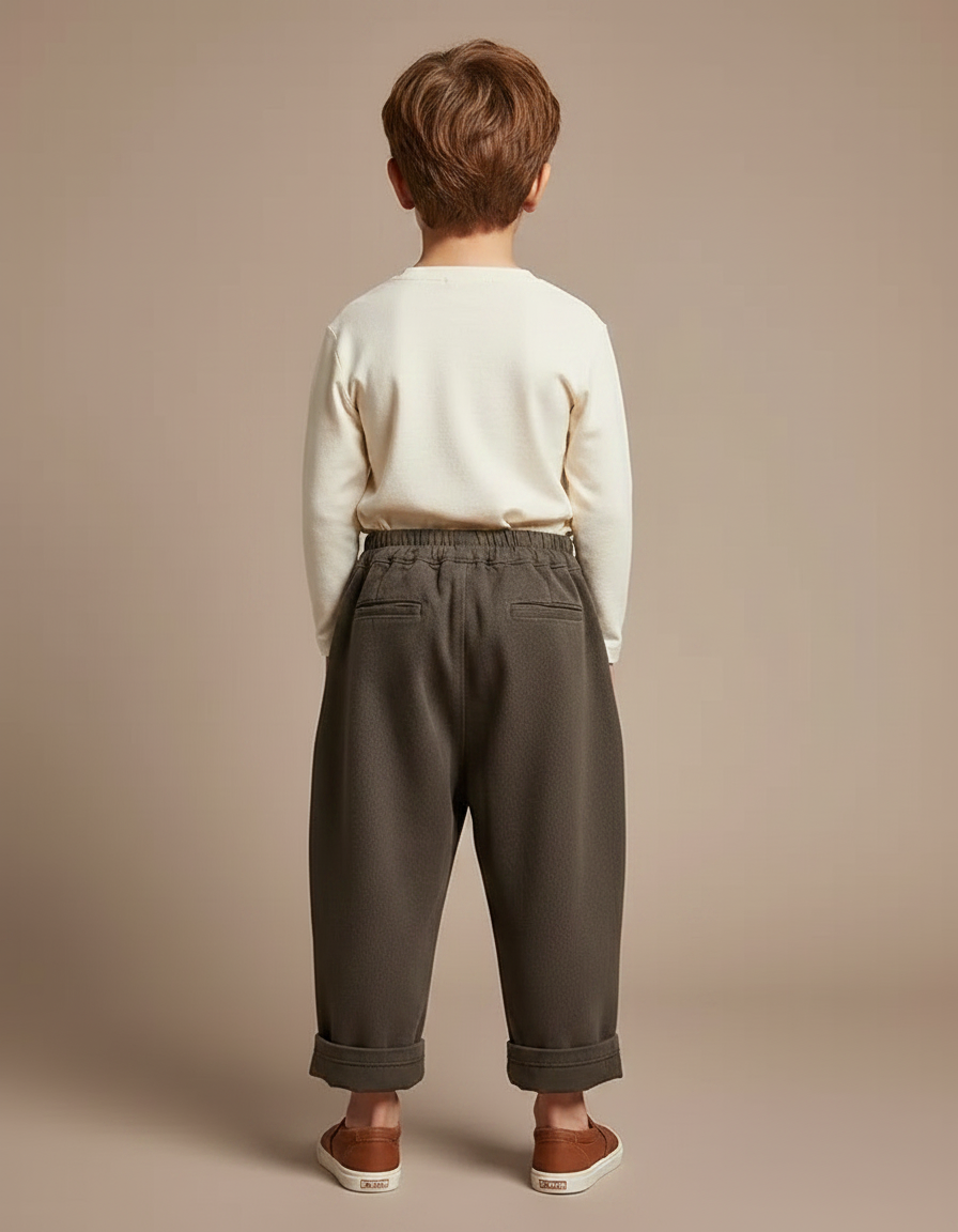 Pantalon Fluide Kaki Ample Coton Enfant Original - Molleton - vue 2