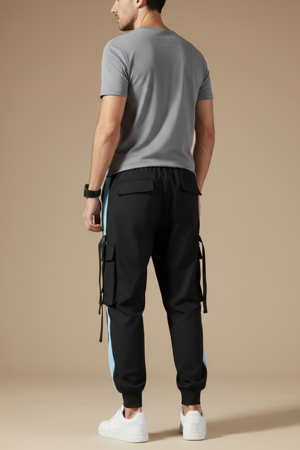 Pantalon Fluide Noir Cargo Sport Homme - Polyester - vue 2