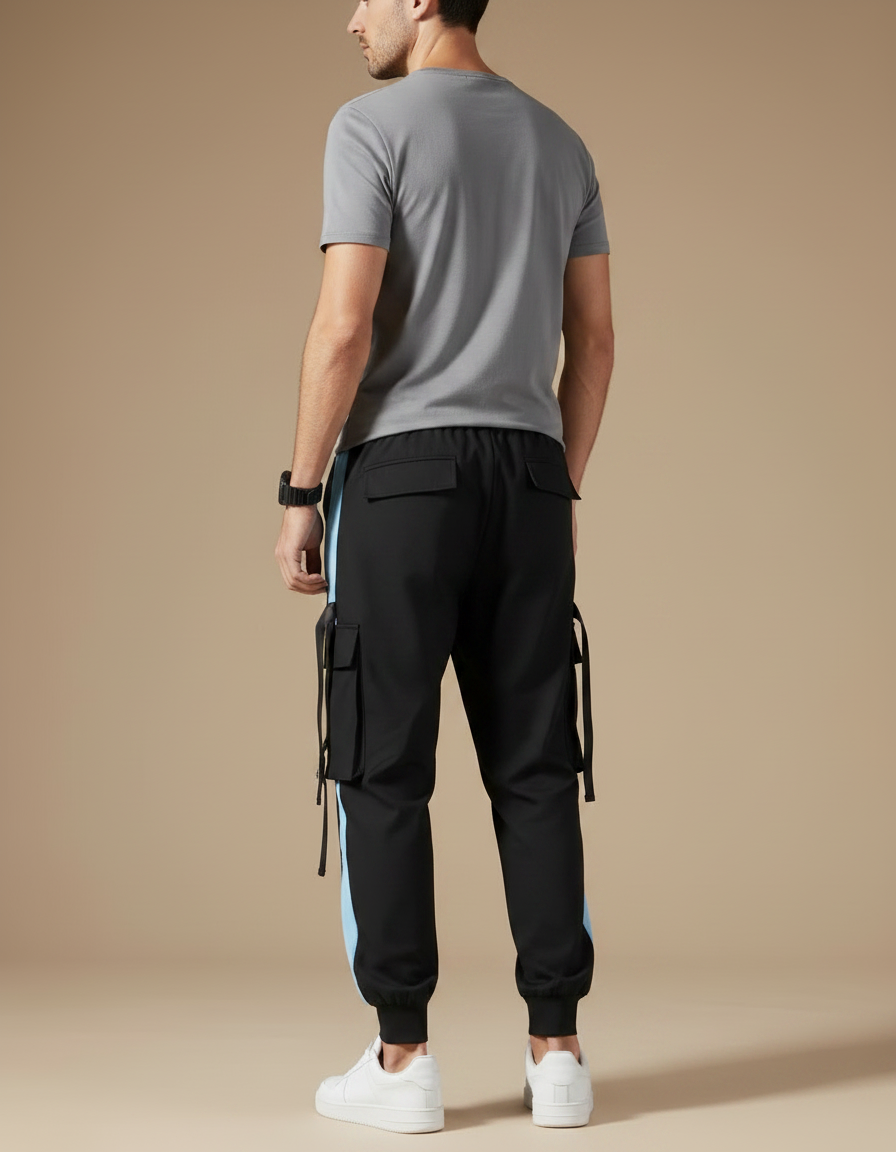 Pantalon Fluide Noir Cargo Sport Homme - Polyester - vue 2