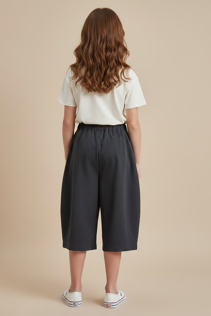 Pantalon Culotte Fluide - Gris Polyester - vue 2