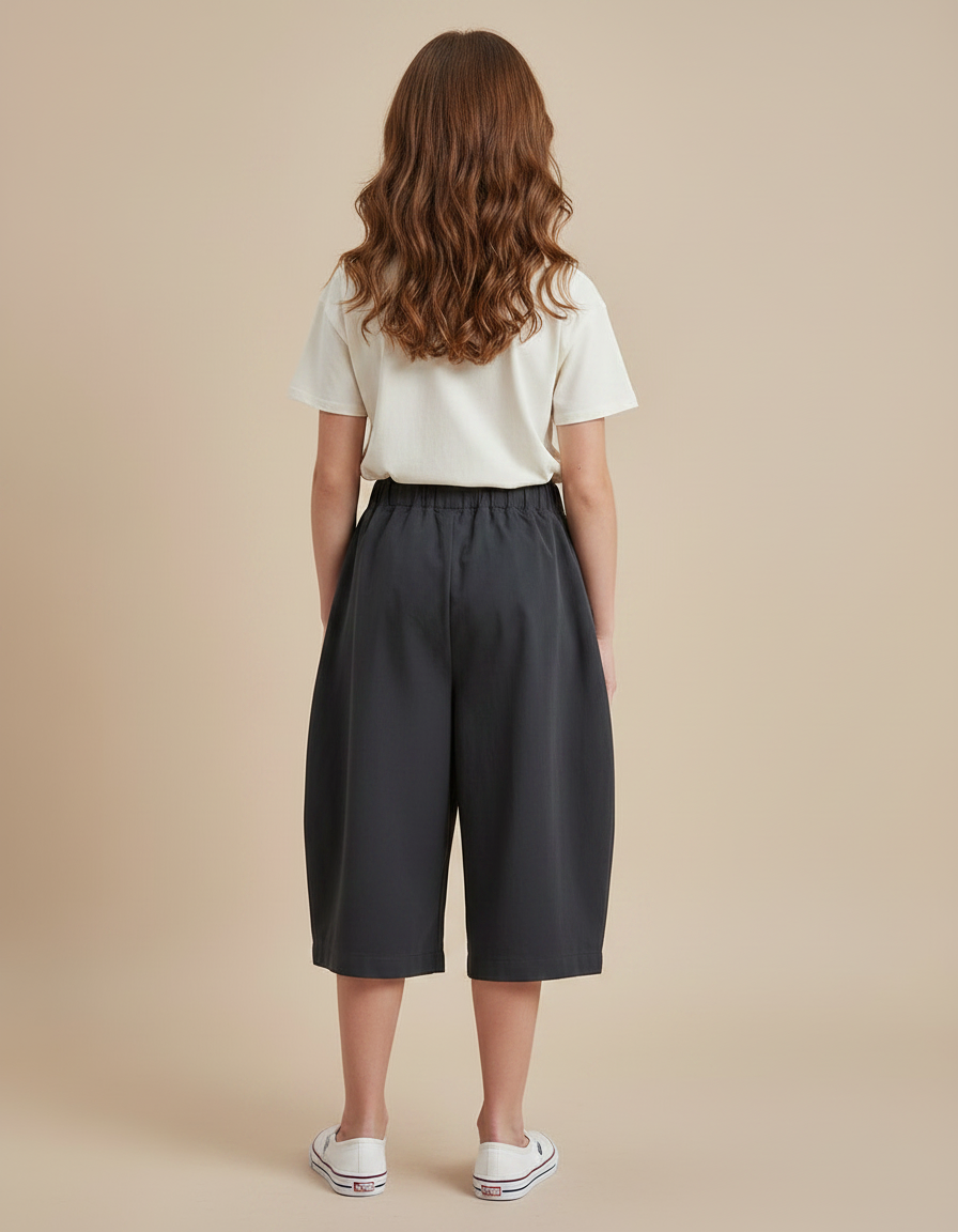 Pantalon Culotte Fluide - Gris Polyester - vue 2