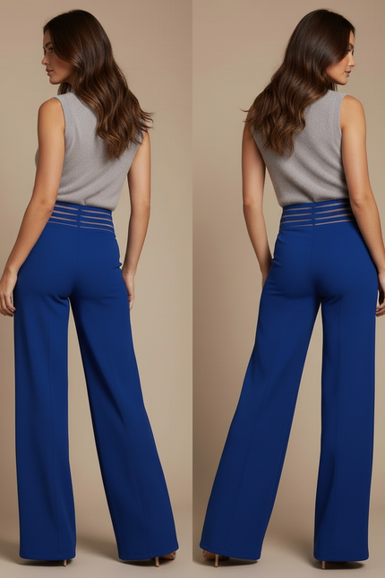 Pantalon Fluide Sexy - Bleu Polyester - vue 2