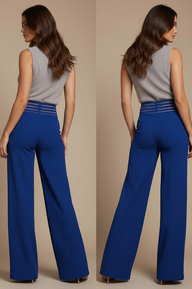 Pantalon Fluide Sexy - Bleu Polyester - vue 2