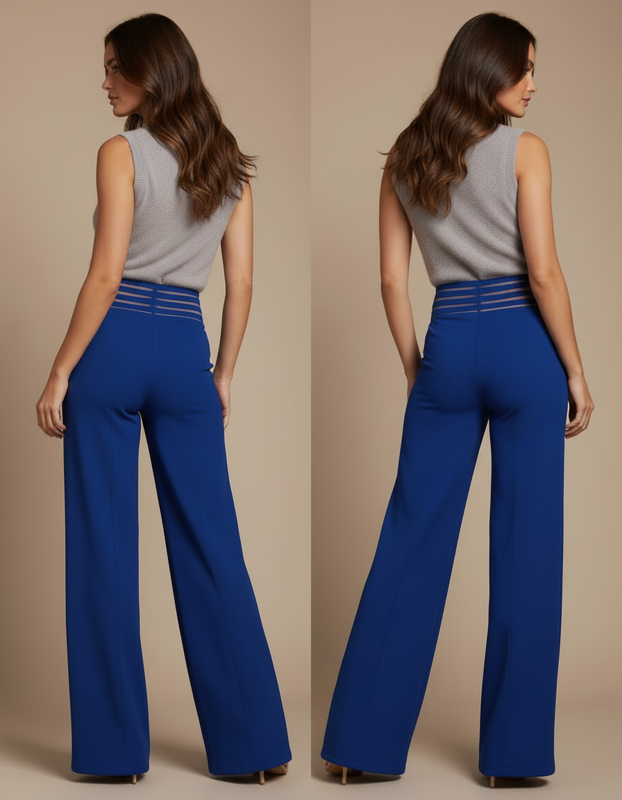 Pantalon Fluide Sexy - Bleu Polyester - vue 2