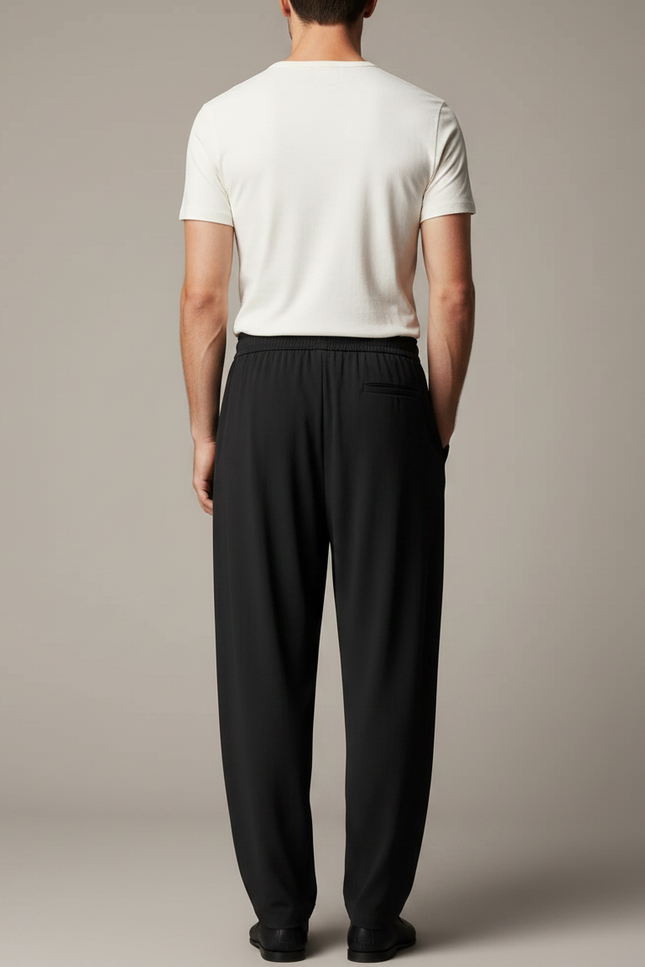 Pantalon Fluide Homme Noir Coupe Ample - Viscose - vue 2