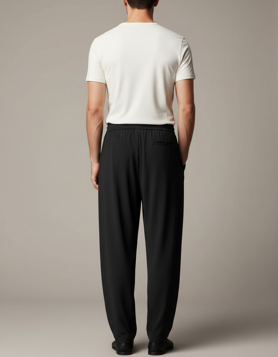 Pantalon Fluide Homme Noir Coupe Ample - Viscose - vue 2