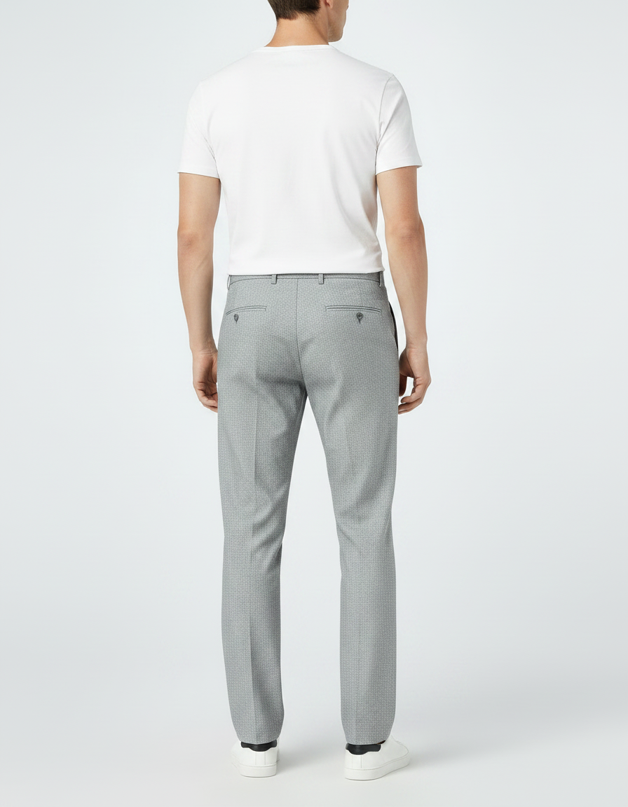 Pantalon Fluide Gris Motif Décontracté Extensible Homme - Polyester - vue 2